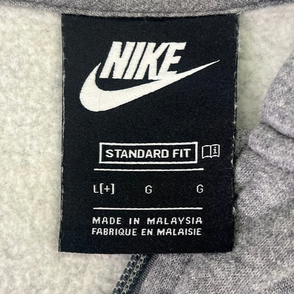 Nike Kids Full Zip Hoodie Heather Gray‎ Fleece Sweatshirt Embroidered Logo